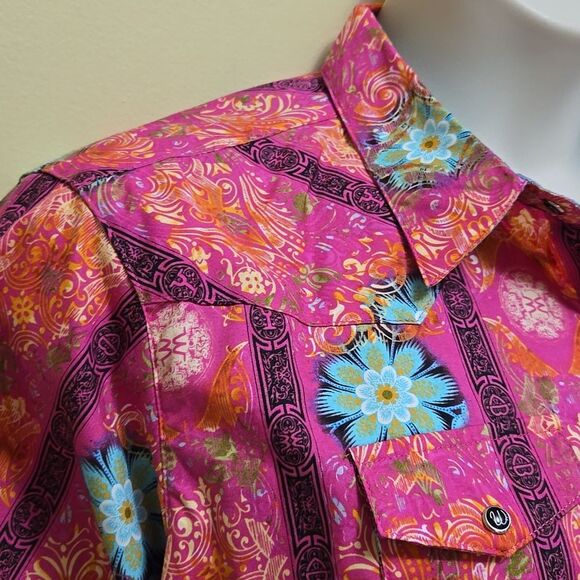 Wrangler Pink Pearl Snap Long Sleeve Western Shirt Size XL Cowgirl Country Rodeo - Picture 4 of 16